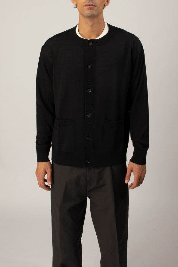  Cardigan Coreana Ciano Uomo Nero - 2