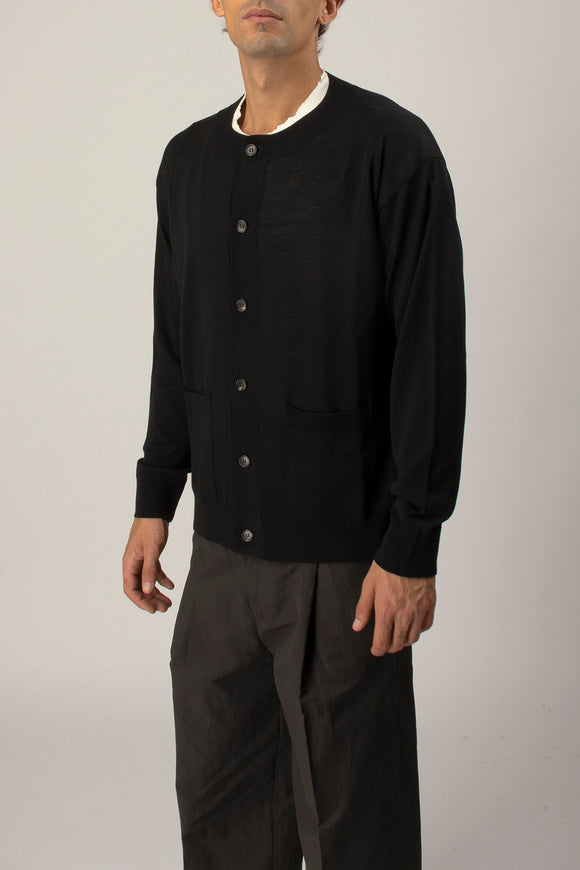  Cardigan Coreana Ciano Uomo Nero - 4