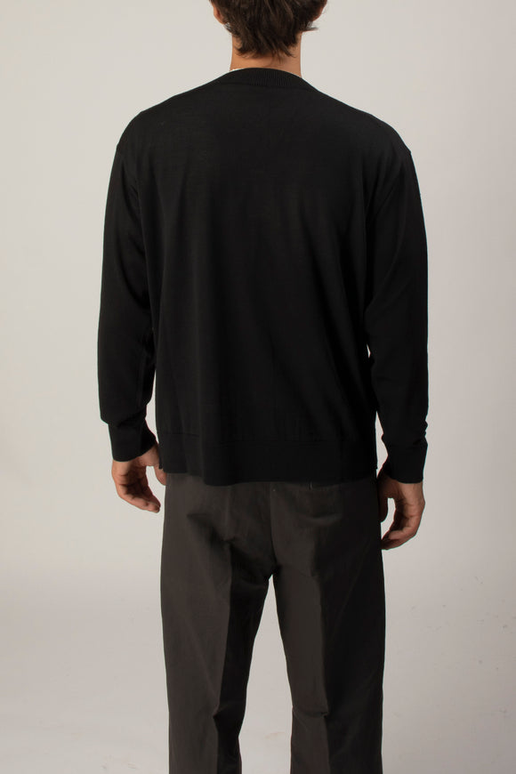  Cardigan Coreana Ciano Uomo Nero - 5