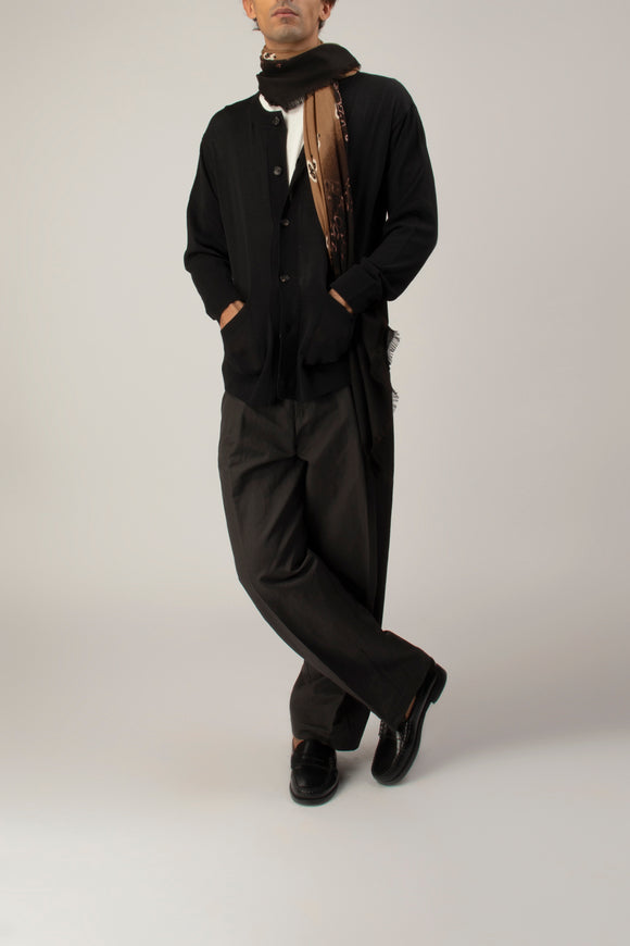  Cardigan Coreana Ciano Uomo Nero - 3