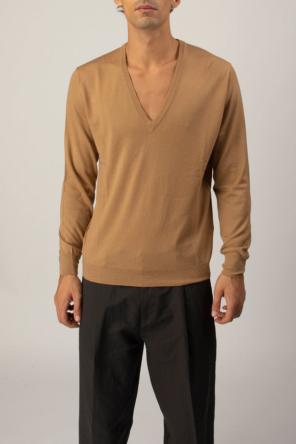  Maglia V Profondo Ciano Uomo Beige - 2