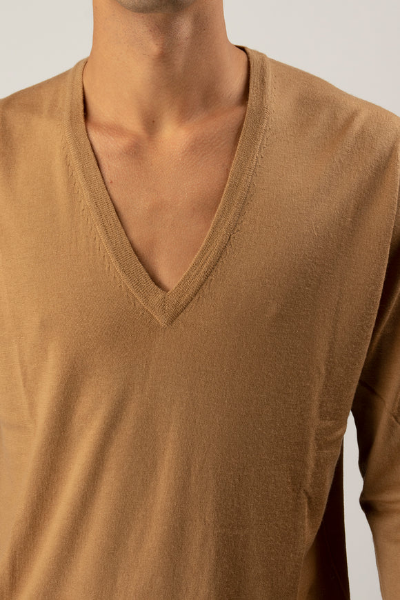  Maglia V Profondo Ciano Uomo Beige - 6