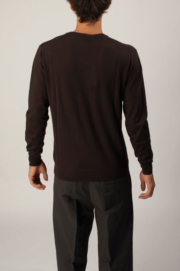  Maglia V Profondo Ciano Uomo Marrone - 5
