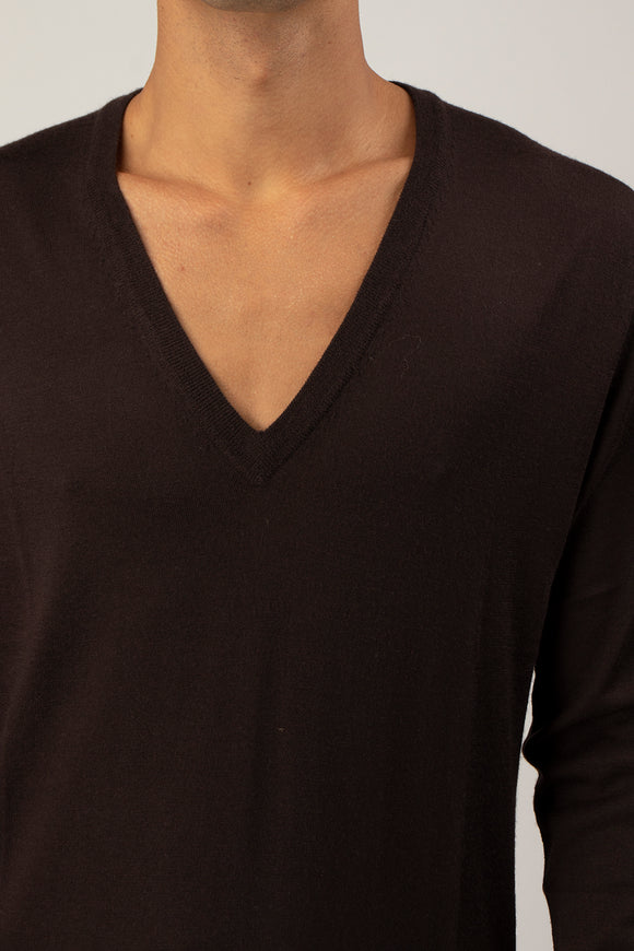  Maglia V Profondo Ciano Uomo Marrone - 6