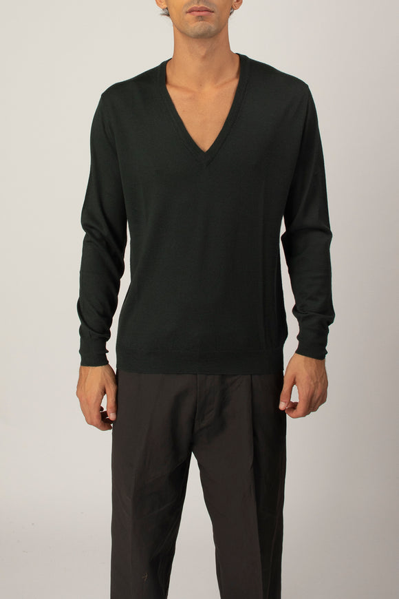  Maglia V Profondo Ciano Uomo Verde - 2