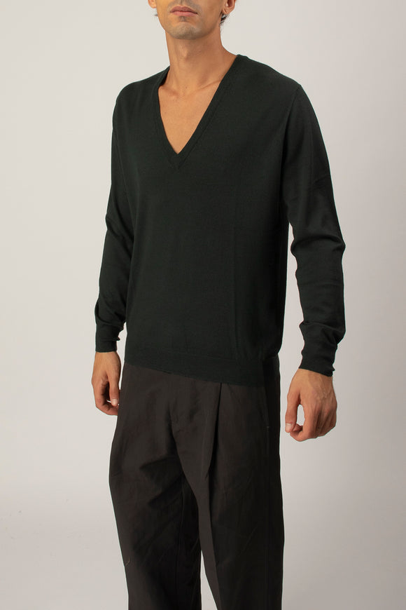 Maglia V Profondo Ciano Uomo Verde - 4