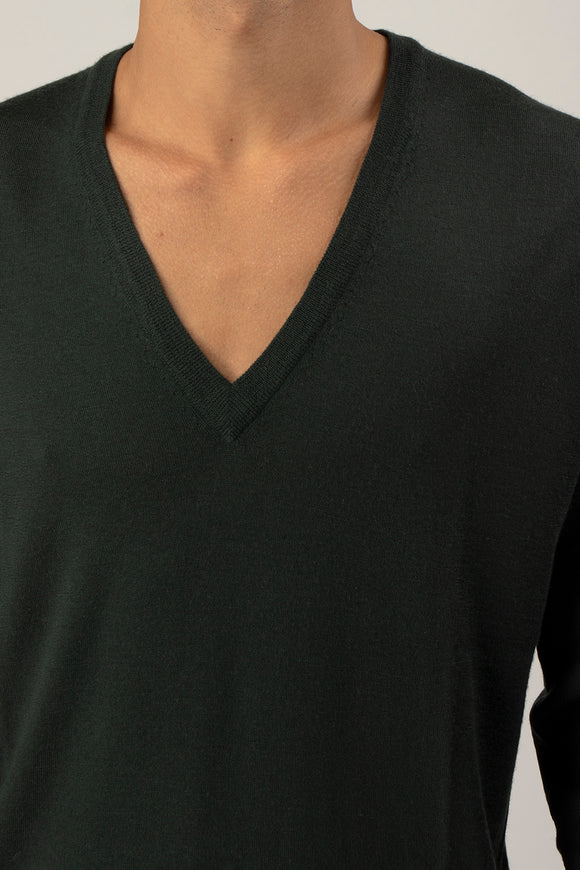  Maglia V Profondo Ciano Uomo Verde - 6