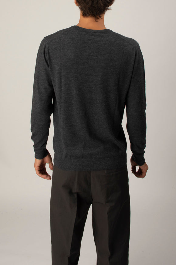  Maglia V Profondo Ciano Uomo Grigio - 5