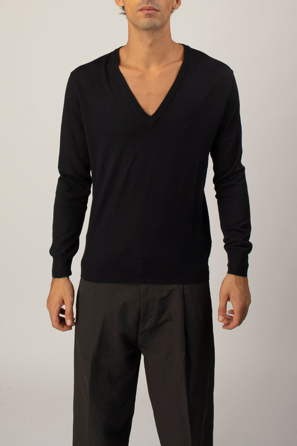  Maglia V Profondo Ciano Uomo Blu - 2