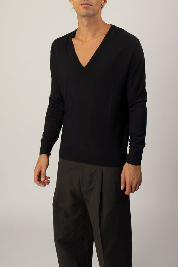  Maglia V Profondo Ciano Uomo Blu - 4