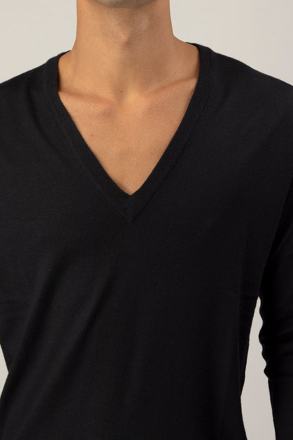  Maglia V Profondo Ciano Uomo Blu - 6