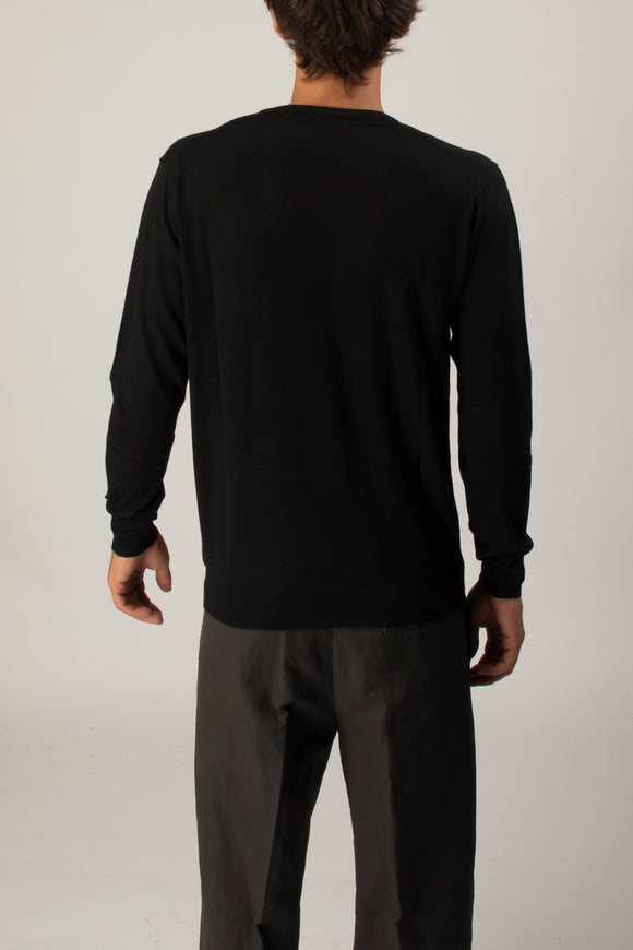  Maglia V Profondo Ciano Uomo Nero - 5
