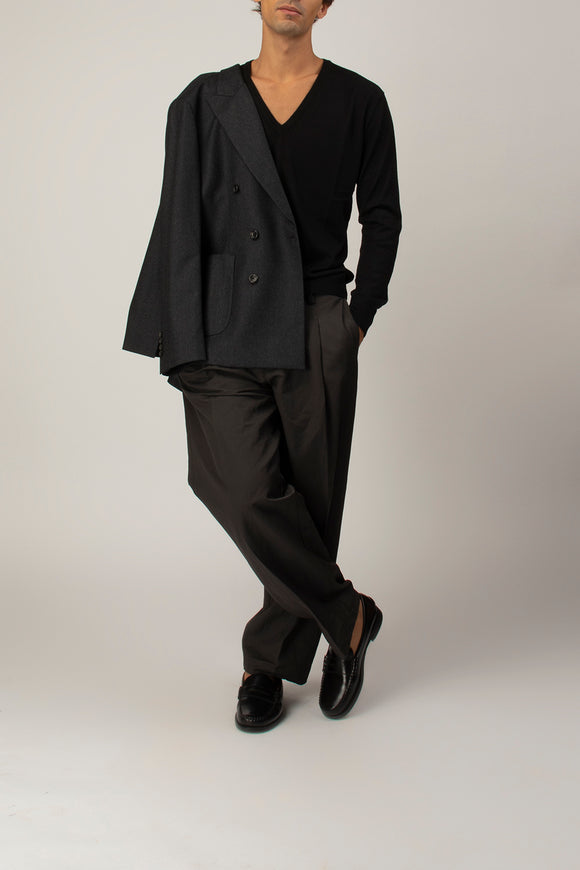  Maglia V Profondo Ciano Uomo Nero - 3