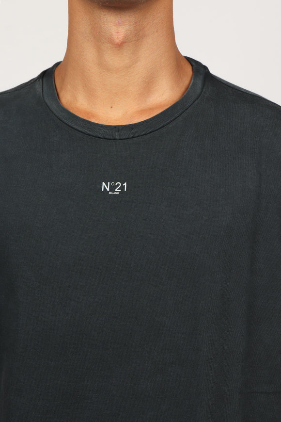  T-shirt Logo Delavé N°21 Uomo Nero - 6