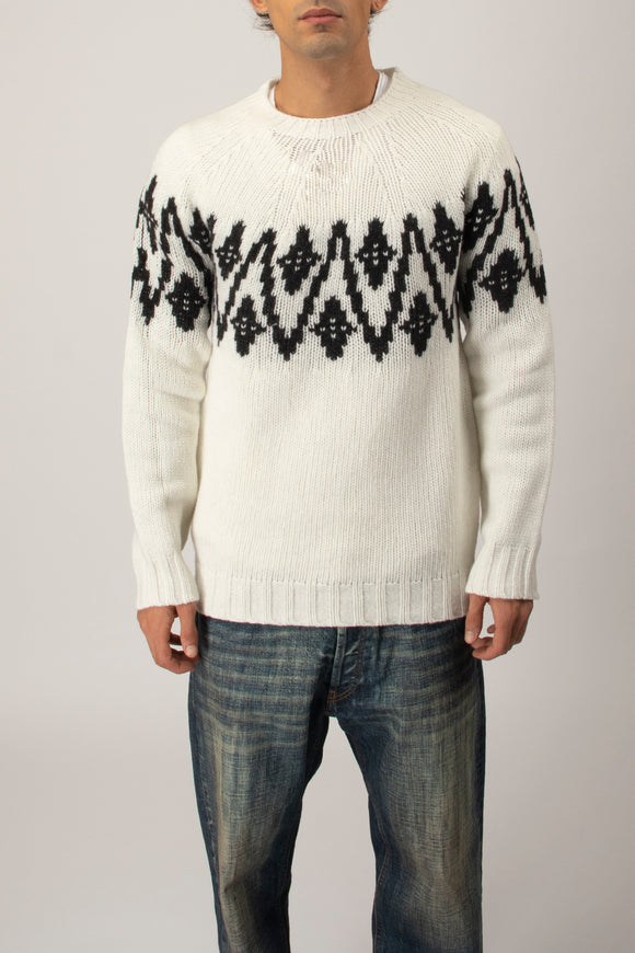  Maglia Giro Losanghe Dondup Uomo Bianco - 2