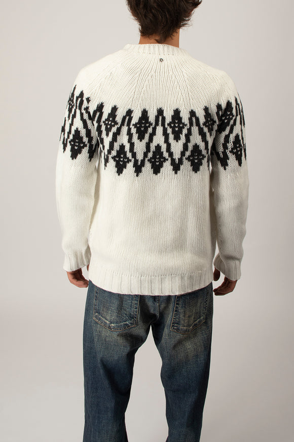  Maglia Giro Losanghe Dondup Uomo Bianco - 5
