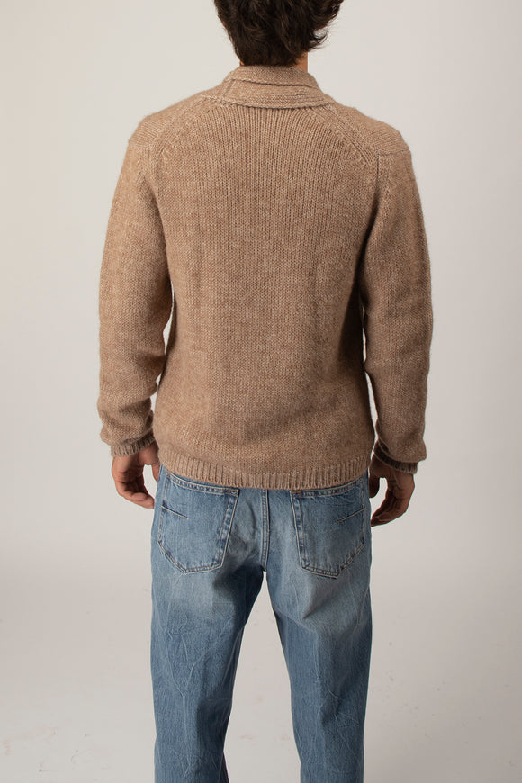  Cardigan In Alpaca Scialle Fabrizio Del Carlo Uomo Beige - 5