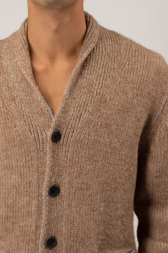  Cardigan In Alpaca Scialle Fabrizio Del Carlo Uomo Beige - 6
