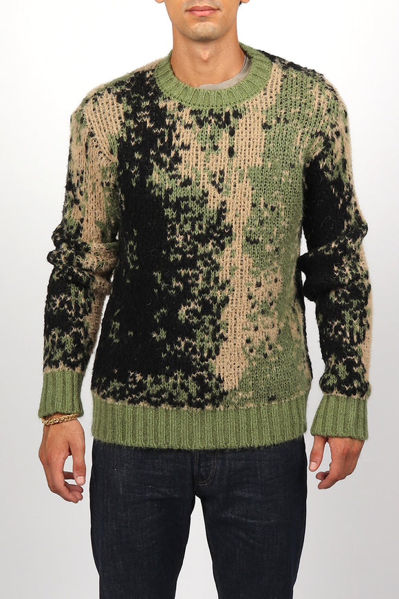  Maglia Jacquard Camouflage Dondup Uomo Verde - 2