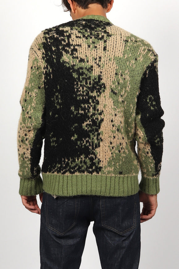  Maglia Jacquard Camouflage Dondup Uomo Verde - 5