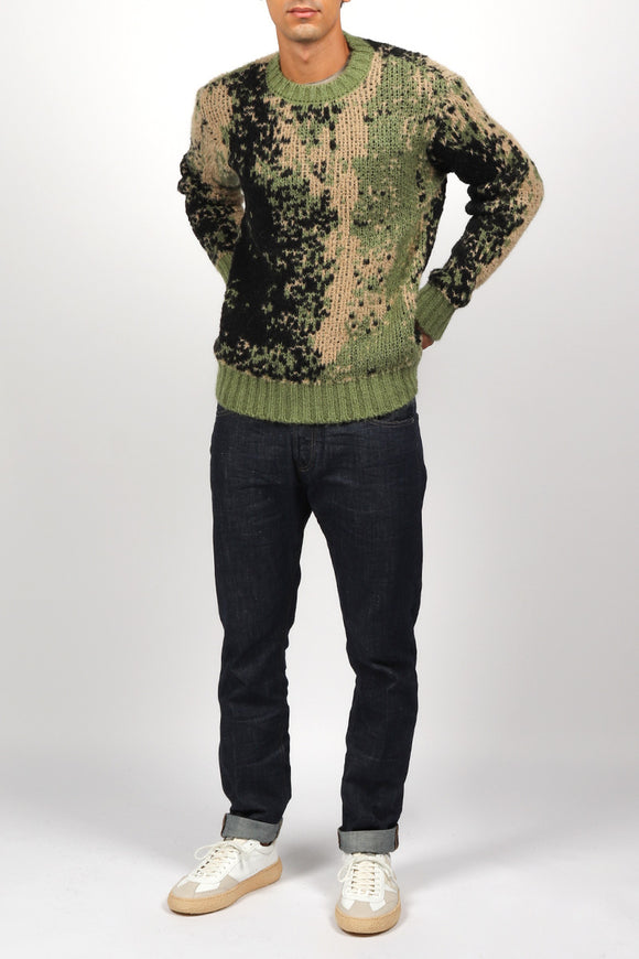  Maglia Jacquard Camouflage Dondup Uomo Verde - 3