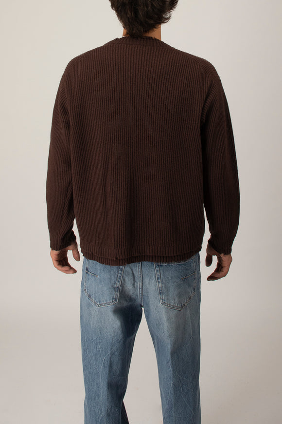  Maglia English Rib Ciano Uomo Marrone - 5
