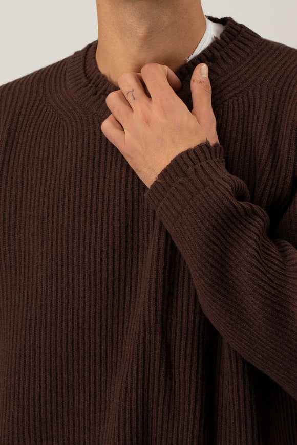  Maglia English Rib Ciano Uomo Marrone - 6