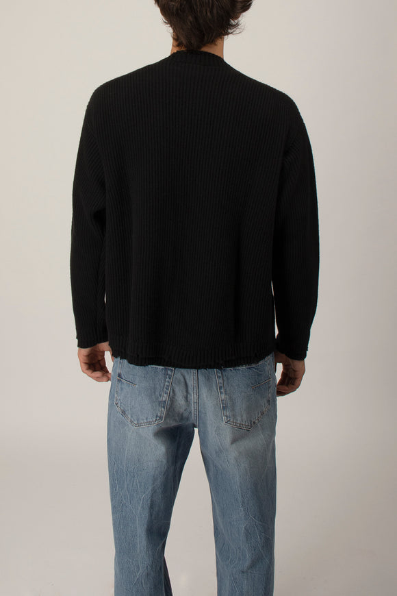  Maglia English Rib Ciano Uomo Nero - 5