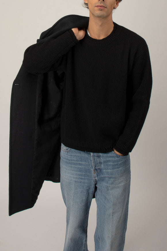  Maglia English Rib Ciano Uomo Nero - 1