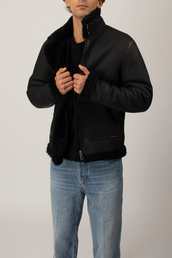  Biker In Shearling Dacute Uomo Nero - 1