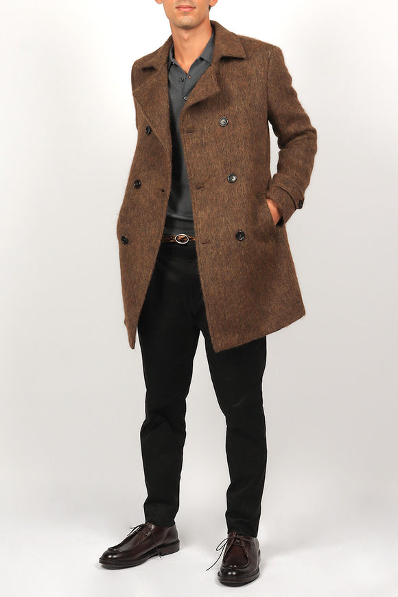  Peacoat Effetto Mohair Reveres 1949 Uomo Beige - 3