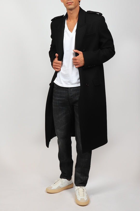  Cappotto Doppiopetto Militare Dondup Uomo Nero - 1