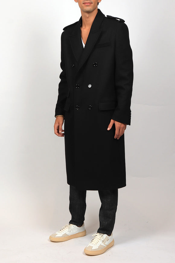  Cappotto Doppiopetto Militare Dondup Uomo Nero - 3