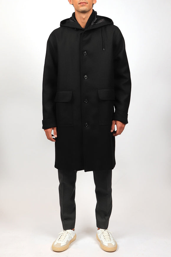  Parka Diagonal In Lana Grifoni Uomo Nero - 2