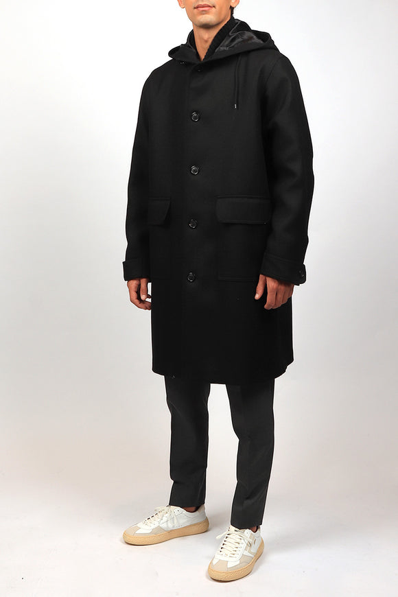  Parka Diagonal In Lana Grifoni Uomo Nero - 3