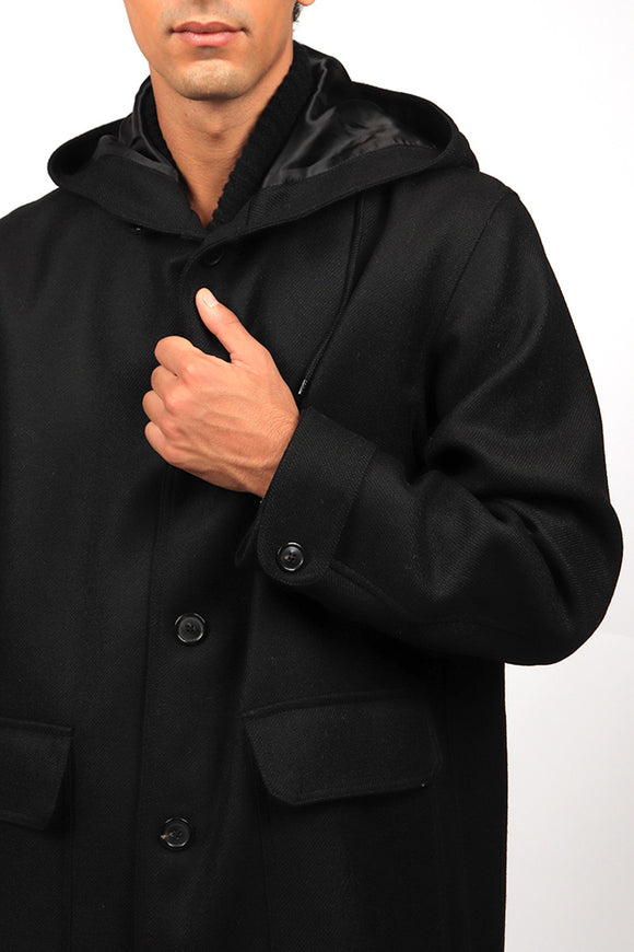  Parka Diagonal In Lana Grifoni Uomo Nero - 5