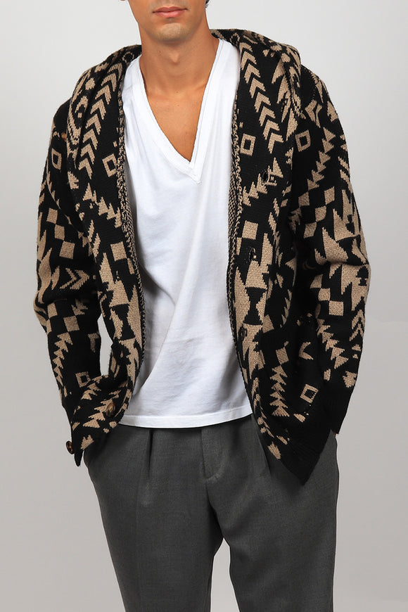  Cardigan Cappuccio Ohana Tooco Uomo Nero - 1