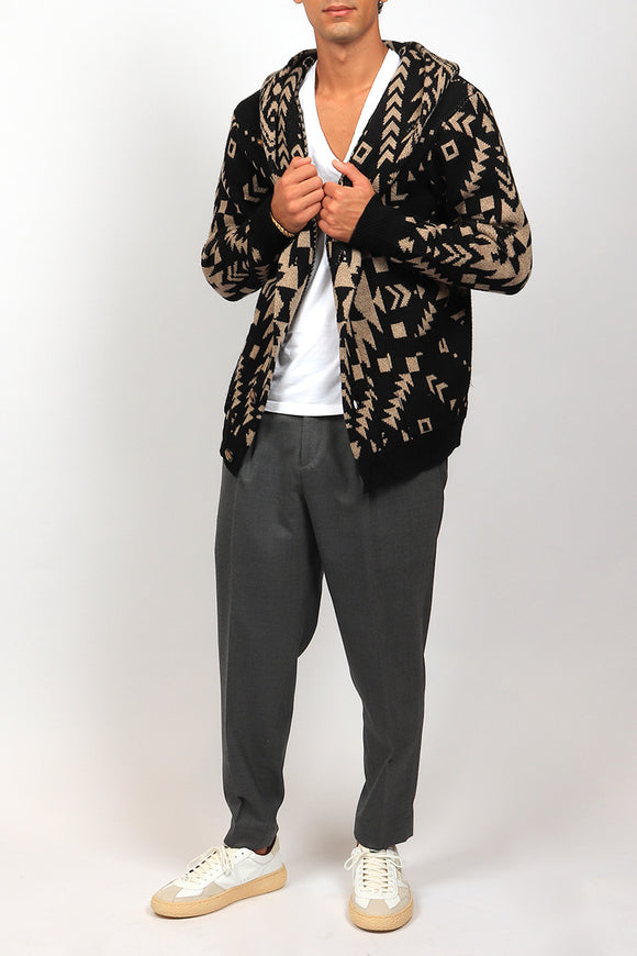  Cardigan Cappuccio Ohana Tooco Uomo Nero - 3