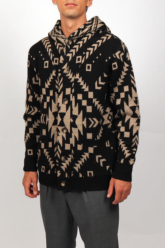  Cardigan Cappuccio Ohana Tooco Uomo Nero - 4