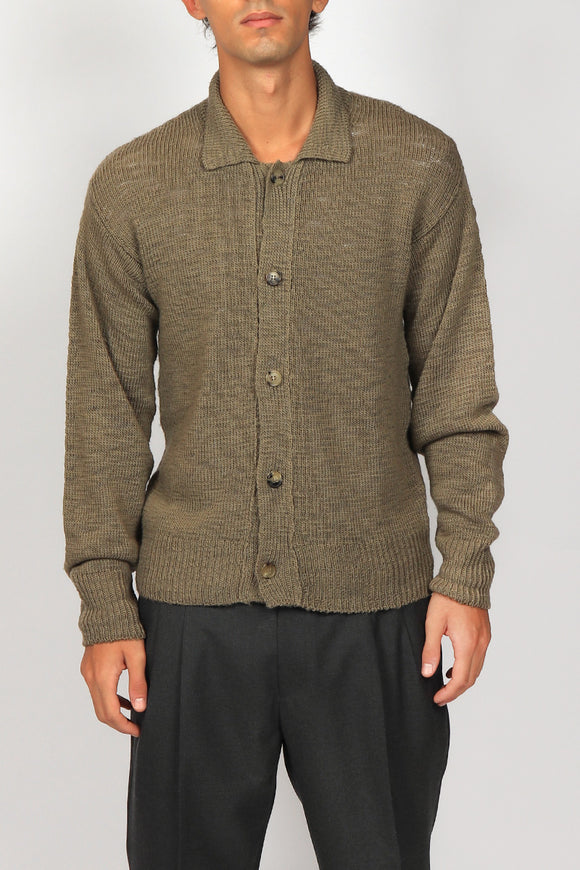  Cardigan Polo Boucle Covert Uomo Beige - 2