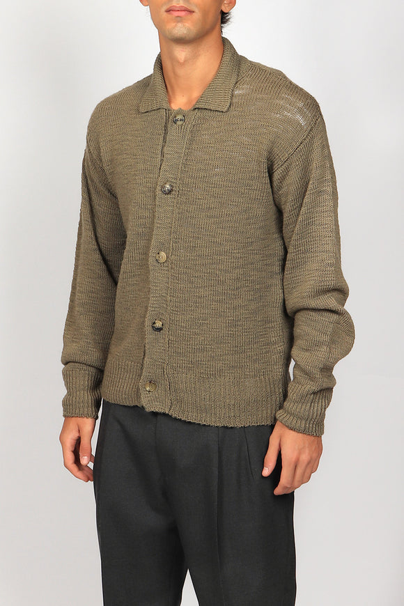  Cardigan Polo Boucle Covert Uomo Beige - 4