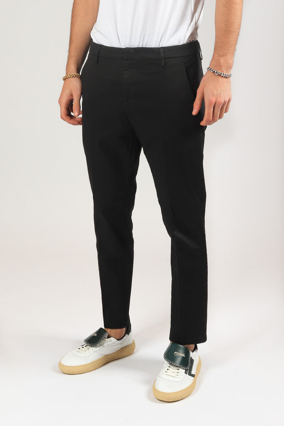  Pantalone Alfredo In Gabardina Dondup Uomo Nero - 4