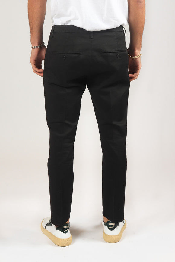  Pantalone Alfredo In Gabardina Dondup Uomo Nero - 5