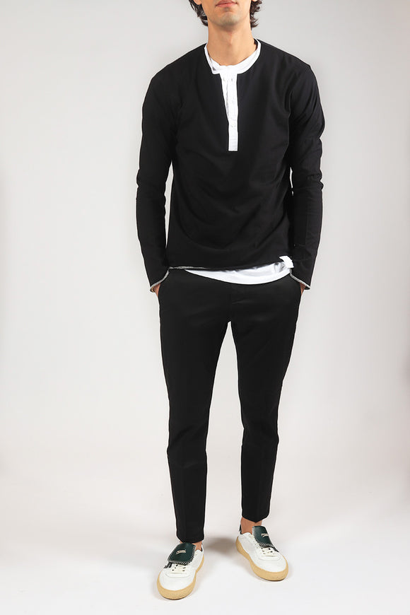  Pantalone Alfredo In Gabardina Dondup Uomo Nero - 3