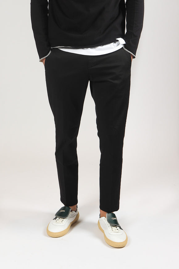  Pantalone Alfredo In Gabardina Dondup Uomo Nero - 1