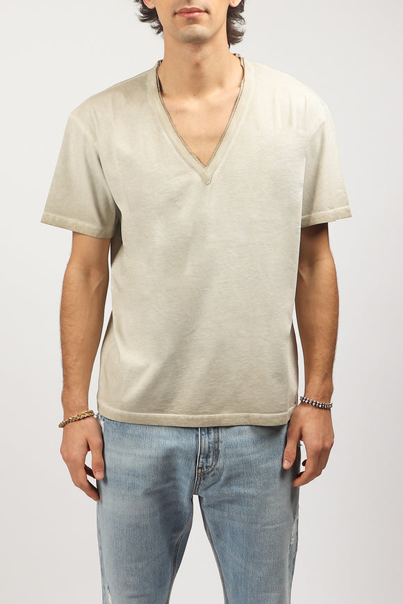  T-shirt A V Delavé Grifoni Uomo Beige - 2