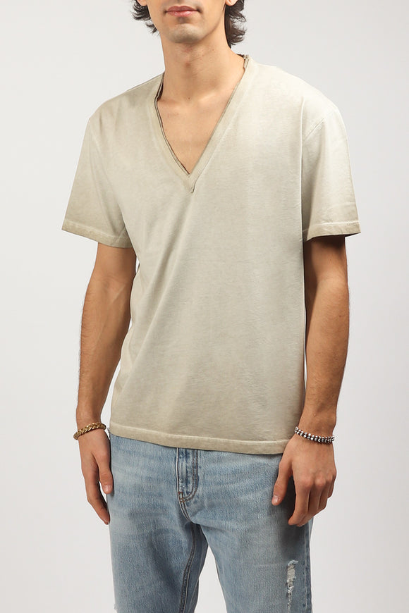  T-shirt A V Delavé Grifoni Uomo Beige - 4