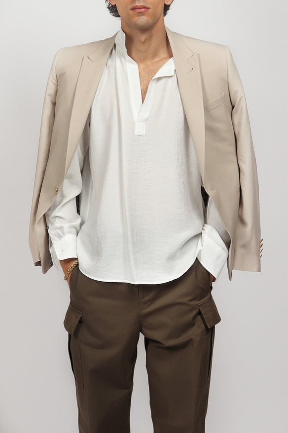  Camicia A Polo In Creppe Officina 36 Uomo Bianco - 1