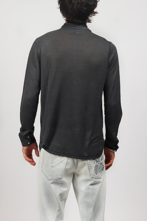  Camicia In Canapa Ciano Uomo Grigio - 5