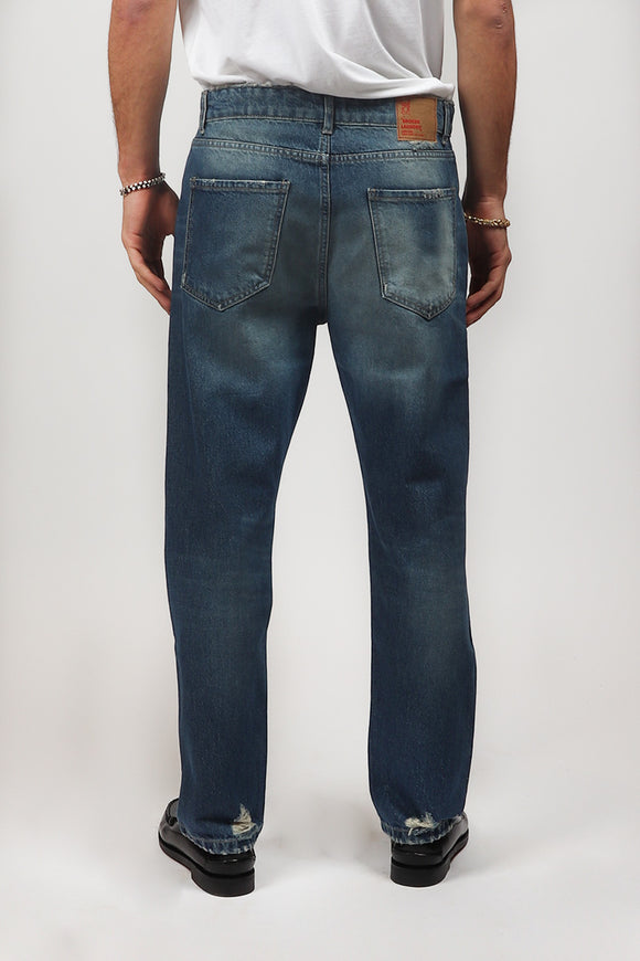  Jeans Regular Navy Broken Laundry Uomo Azzurro - 5